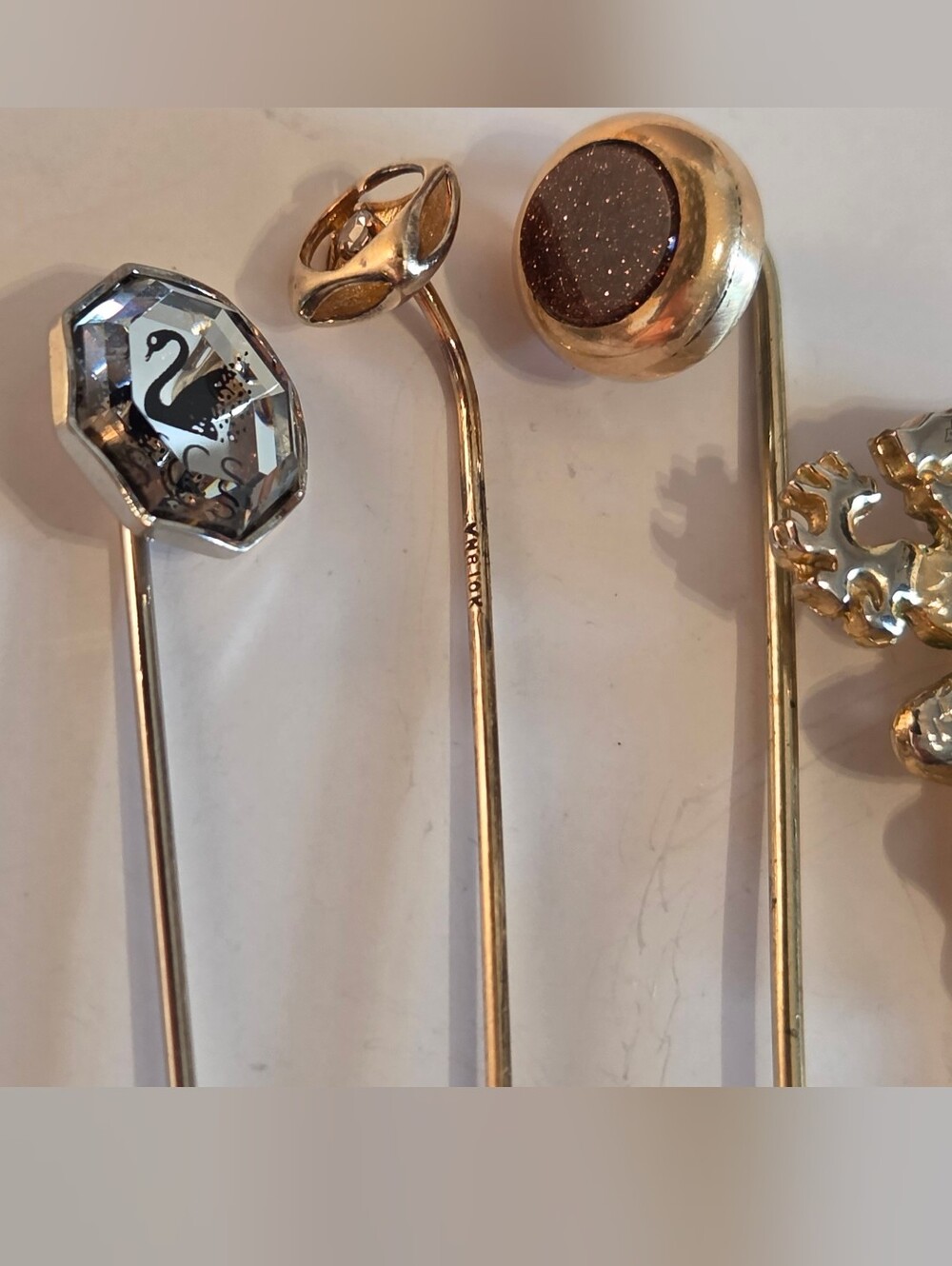10k Gold ,swarovsky,gold Filled And Gold Tone Lot Pins